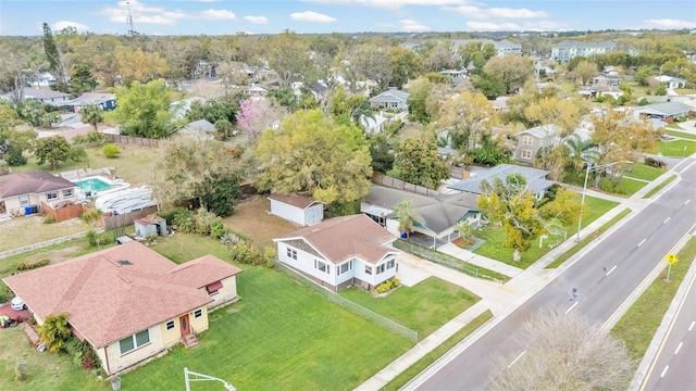 birds eye view of property with a residential view