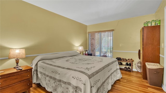 bedroom with light wood-style flooring