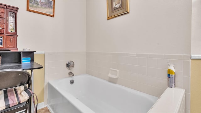 full bathroom with a garden tub