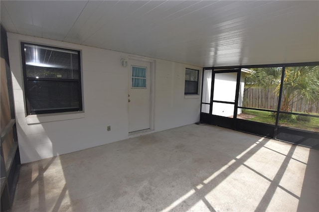 view of unfurnished sunroom