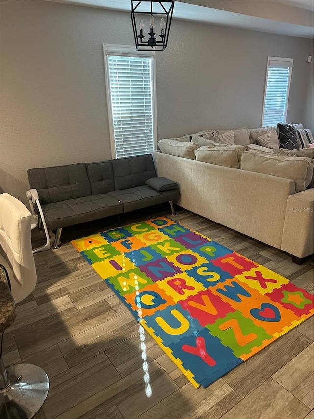 living area featuring wood finished floors