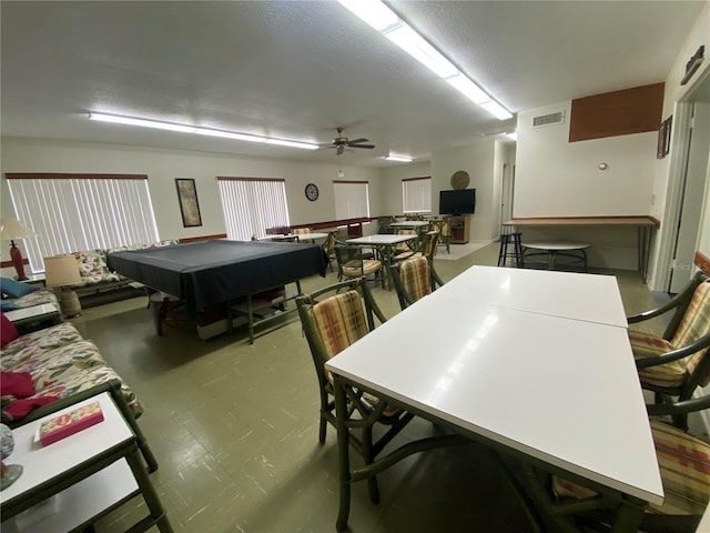 playroom featuring ceiling fan and visible vents