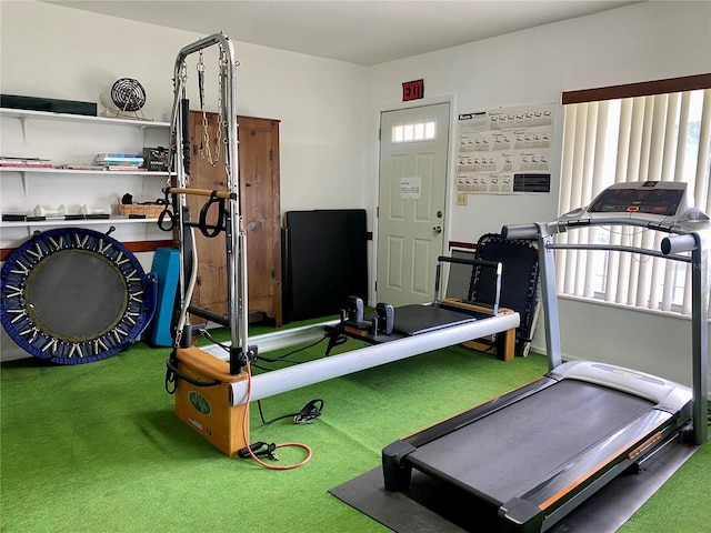 workout room with carpet