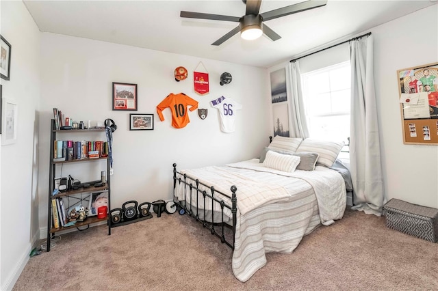 bedroom with carpet floors and ceiling fan