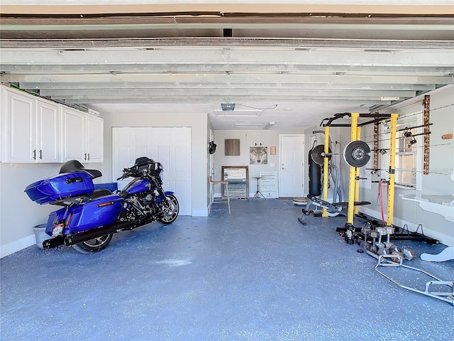 garage with baseboards