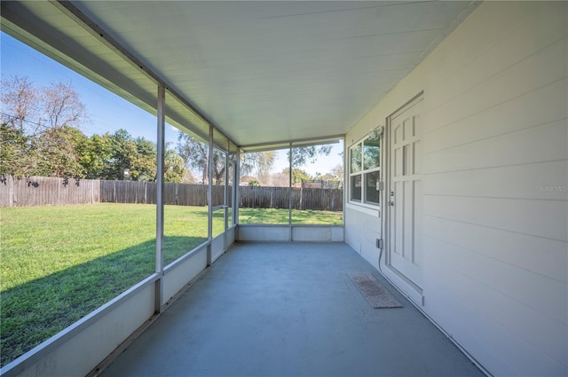 view of unfurnished sunroom