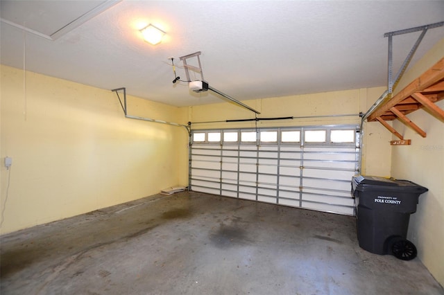 garage with a garage door opener