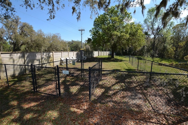 view of yard featuring a gate and fence