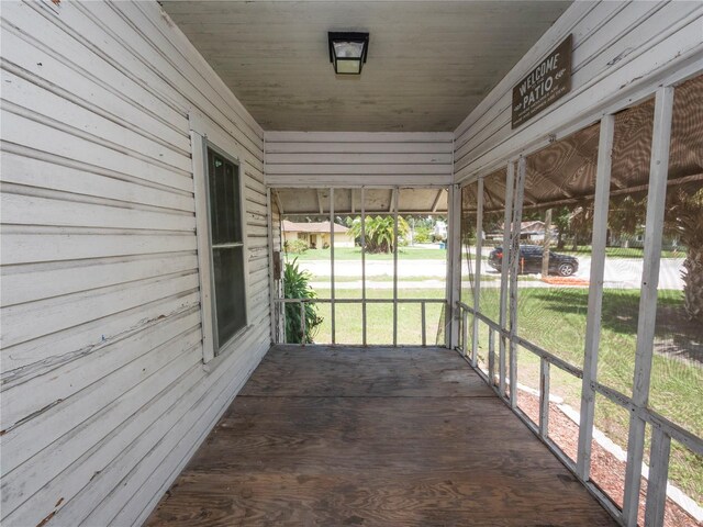 view of unfurnished sunroom