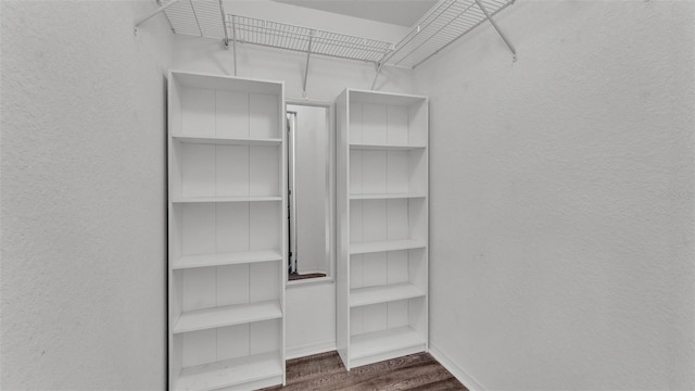 spacious closet with wood finished floors