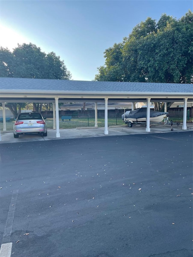 view of covered parking lot