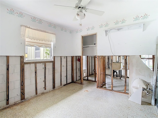 bedroom with speckled floor