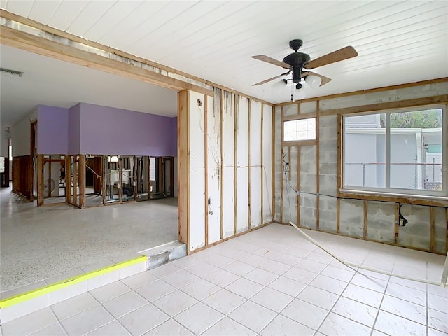 misc room featuring visible vents and a ceiling fan