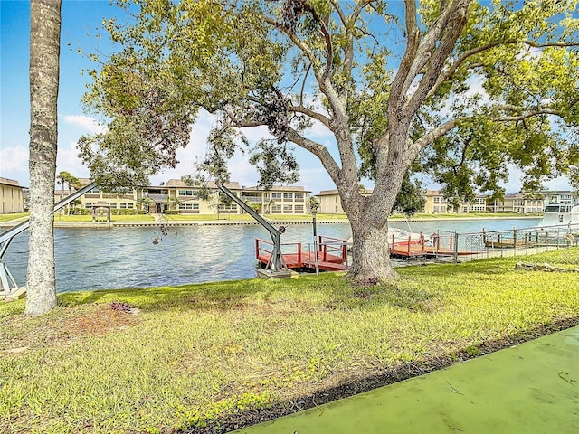 water view with a boat dock