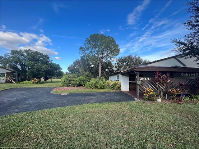 view of yard featuring driveway