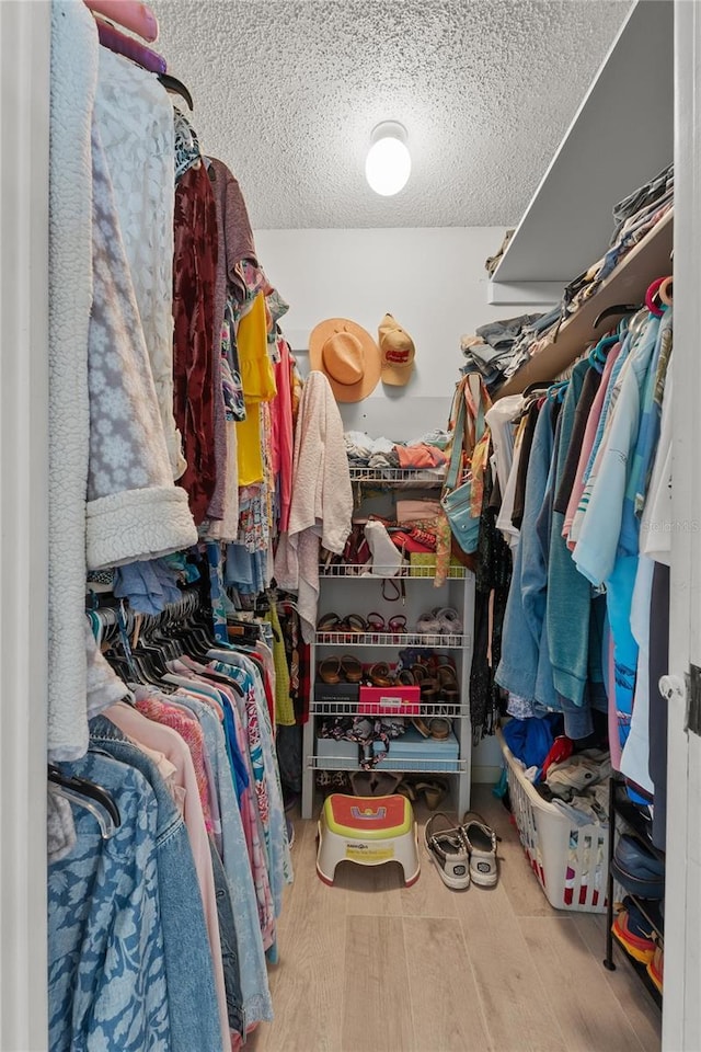 spacious closet with wood finished floors