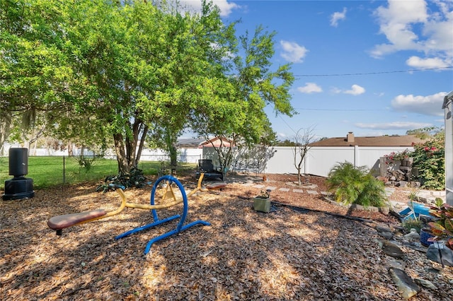 view of yard featuring a fenced backyard