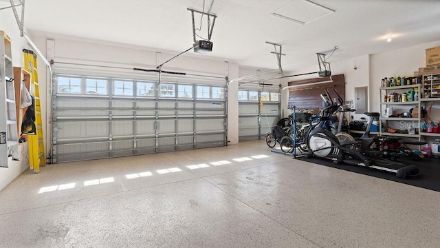 garage featuring a garage door opener and electric panel