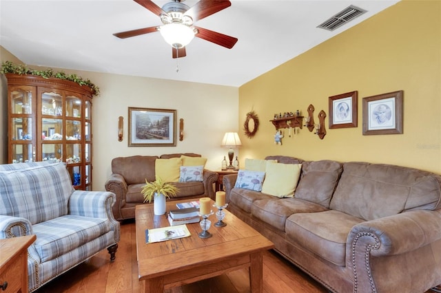 4643 1st St NW, Lakeland, FL 33810 - living area with a ceiling fan, visible vents, and wood-type flooring