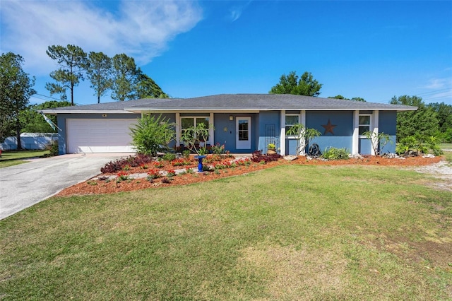 4643 1st St NW, Lakeland, FL 33810 - ranch-style home featuring stucco siding, concrete driveway, a front yard, and a garage