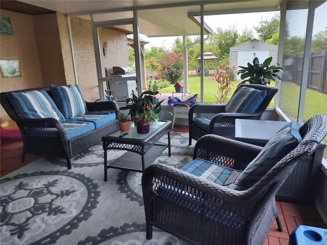 sunroom / solarium featuring a healthy amount of sunlight