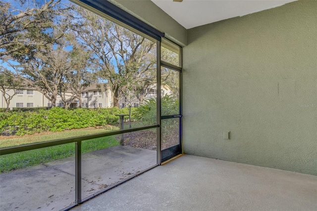 view of unfurnished sunroom