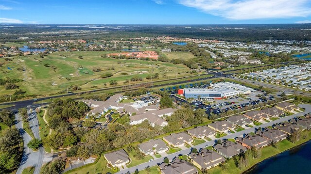 aerial view featuring a water view and a residential view