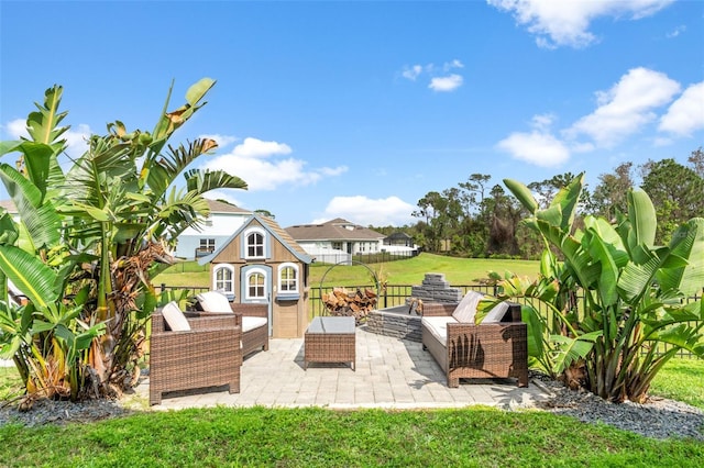 view of patio / terrace featuring an outdoor hangout area