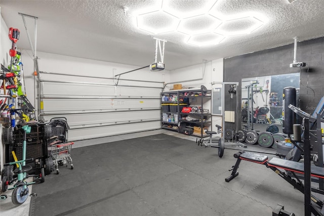 garage with a garage door opener