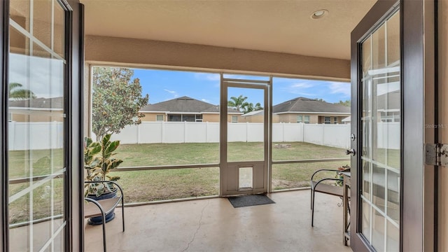 view of unfurnished sunroom