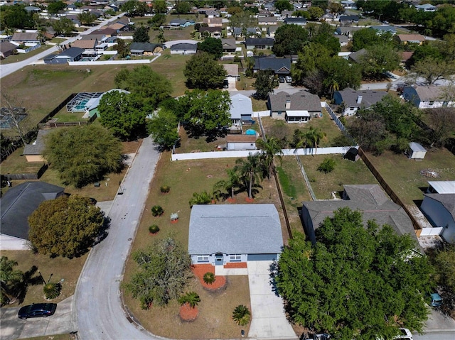 birds eye view of property with a residential view