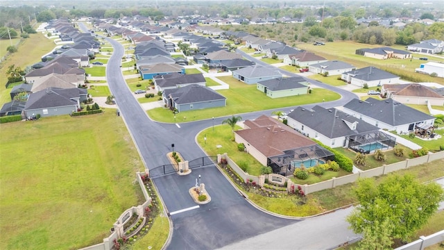 drone / aerial view with a residential view