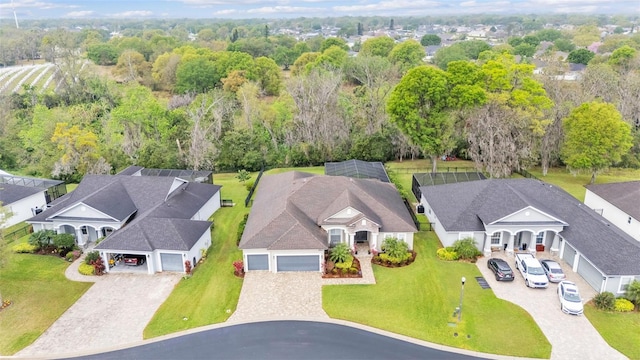 aerial view with a residential view