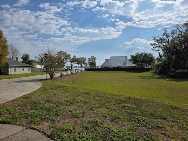 view of yard featuring concrete driveway