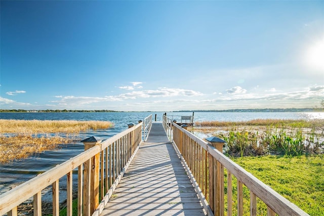 view of property's community with a water view