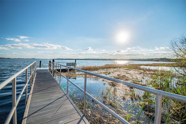 dock area with a water view