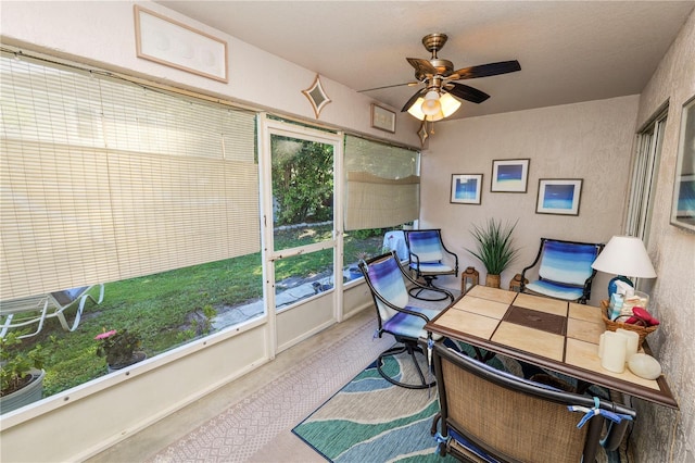 office area with ceiling fan