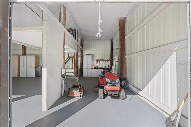 garage featuring metal wall