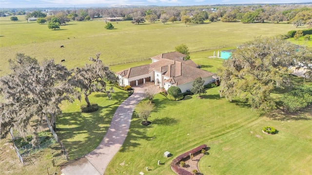 aerial view featuring a rural view