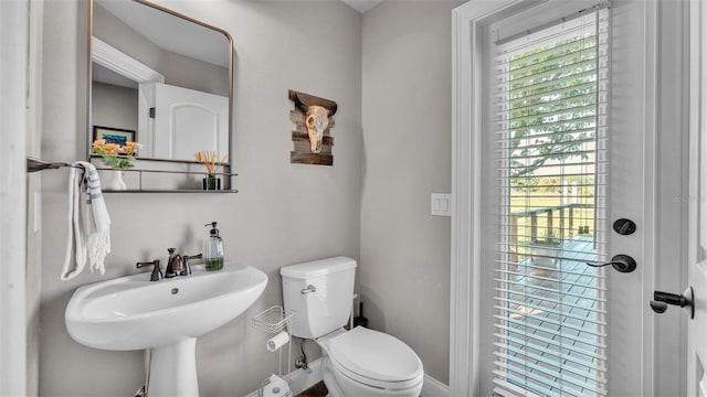 half bathroom featuring toilet and a sink