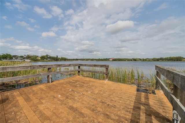 view of dock featuring a water view