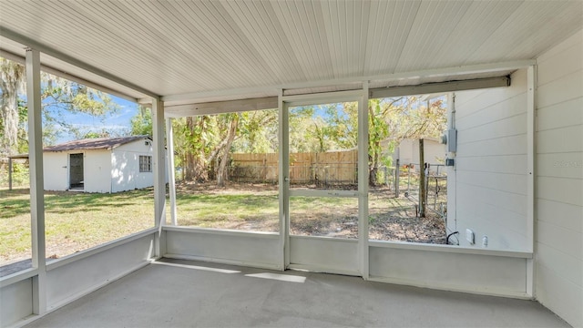 view of unfurnished sunroom