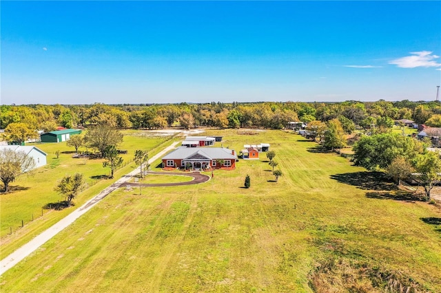 drone / aerial view with a rural view