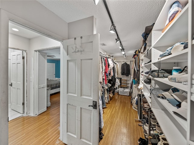 spacious closet with light wood-style flooring