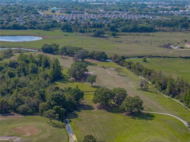 aerial view featuring a water view and a rural view