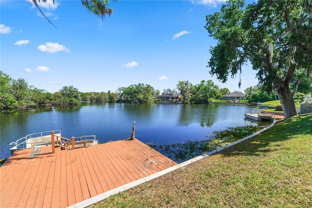 view of dock featuring a water view