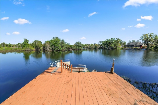 view of dock featuring a water view