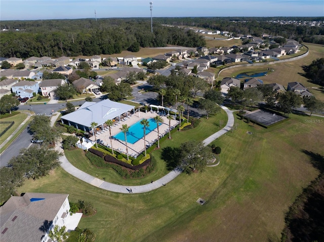 aerial view with a residential view