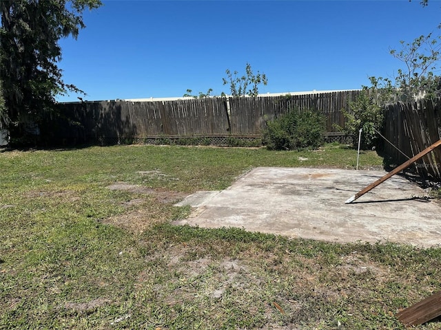 view of yard featuring a patio and a fenced backyard