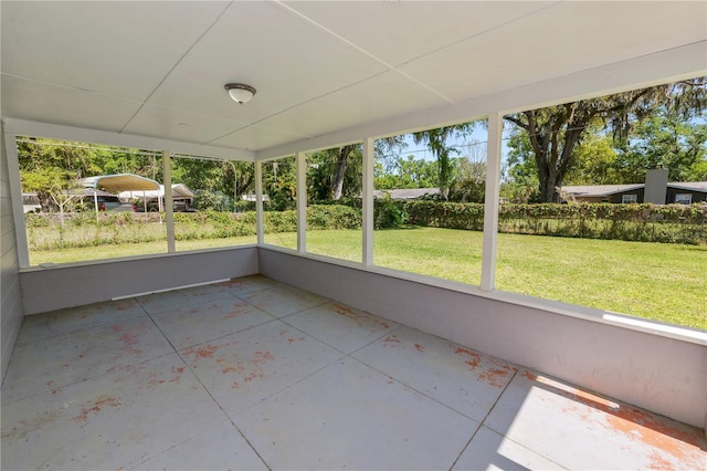 view of unfurnished sunroom